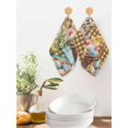 thumbnail image 2 of Easter Chicken Eggs Kitchen Dish Towels for Drying Dishes Set of 2, Spring Daisy Flowers Yellow Brown Check Waffle Weave Microfiber Hand Tea Bathroom Towels Quick Dry & Absorbent Towel 12x12, 2 of 7