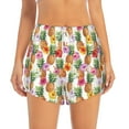 thumbnail image 3 of Uemuo Hawaiian Pineapples And Hibiscus Flowers Pattern Women's Athletic Shorts High Waisted Running Shorts with Liner Pockets Gym Elastic Workout Shorts-Medium, 3 of 9