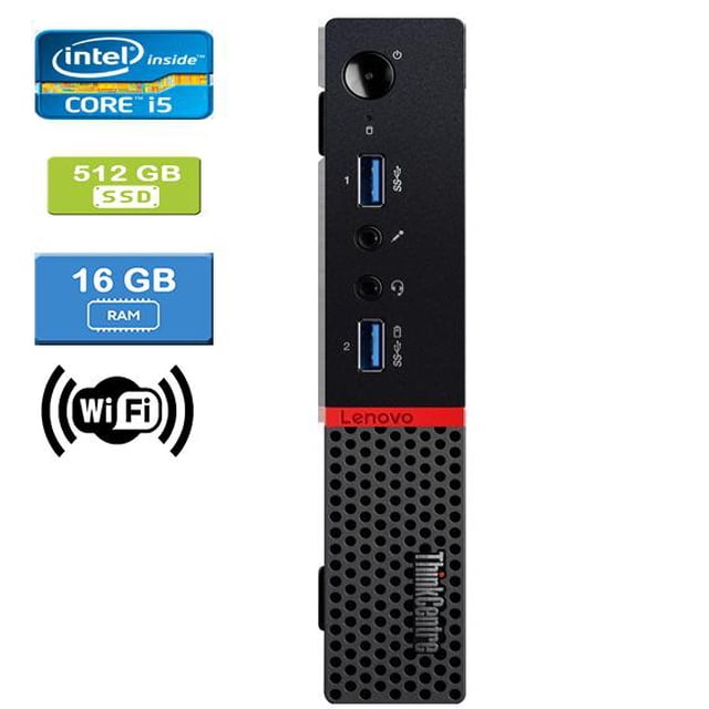 Remis à Neuf : LENOVO M900 TINY Intel Core i5-6500T 2.50 GHz, 16 Go, 512 Go SSD, Win 10 Pro