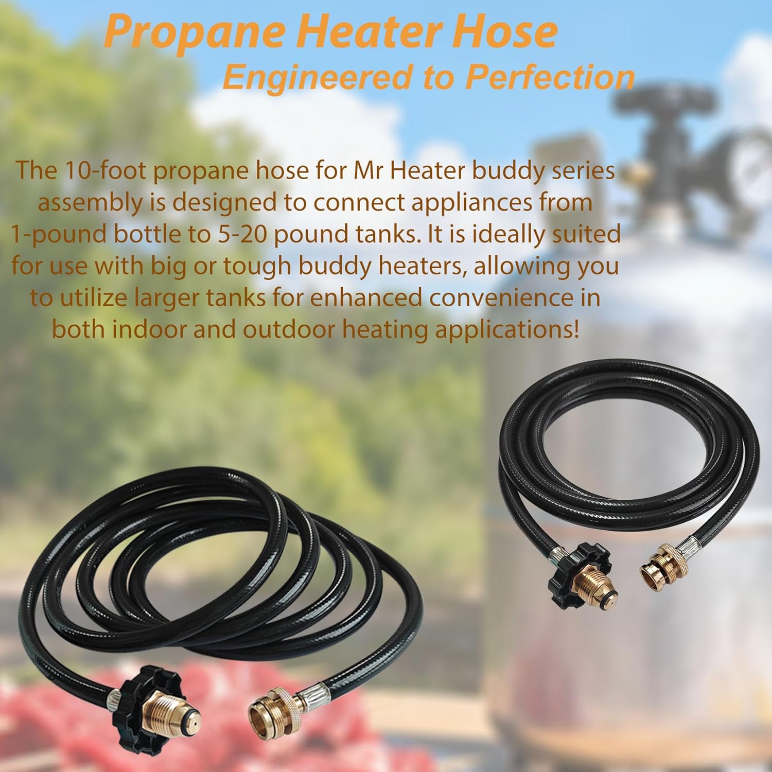 10FT Propane Adapter Hose for Mr Heater Buddy Series for Big Buddy/Little Buddy/Portable Buddy Accessories to Propane Tank,Propane Heater Adapter Hose,for Buddy Flex Heater Hose to Propane Keg