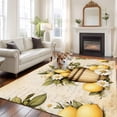 thumbnail image 2 of Vintage Lemon Area&nbsp;Rug 5x7ft Daisy Leaves Fruit Letter Background Non-Slip&nbsp;Washable Square&nbsp;Rugs Soft Felt Indoor Floor Mat for Bedroom Kitchen Living Room Bathroom, 2 of 9