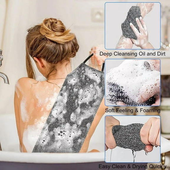 FINE MAKER Back Scrubber Shower Exfoliating Body Scrubber Bath Towel Back Scrub Washcloth