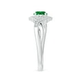 thumbnail image 3 of ANGARA Natural Aeon Emerald & Diamond Floral Halo Three Stone Engagement Ring in 14K White Gold for Women (Size-5mm) | May Birthstone, Anniversary, Jewelry Gift for Women | Natural Emerald Ring, 3 of 9