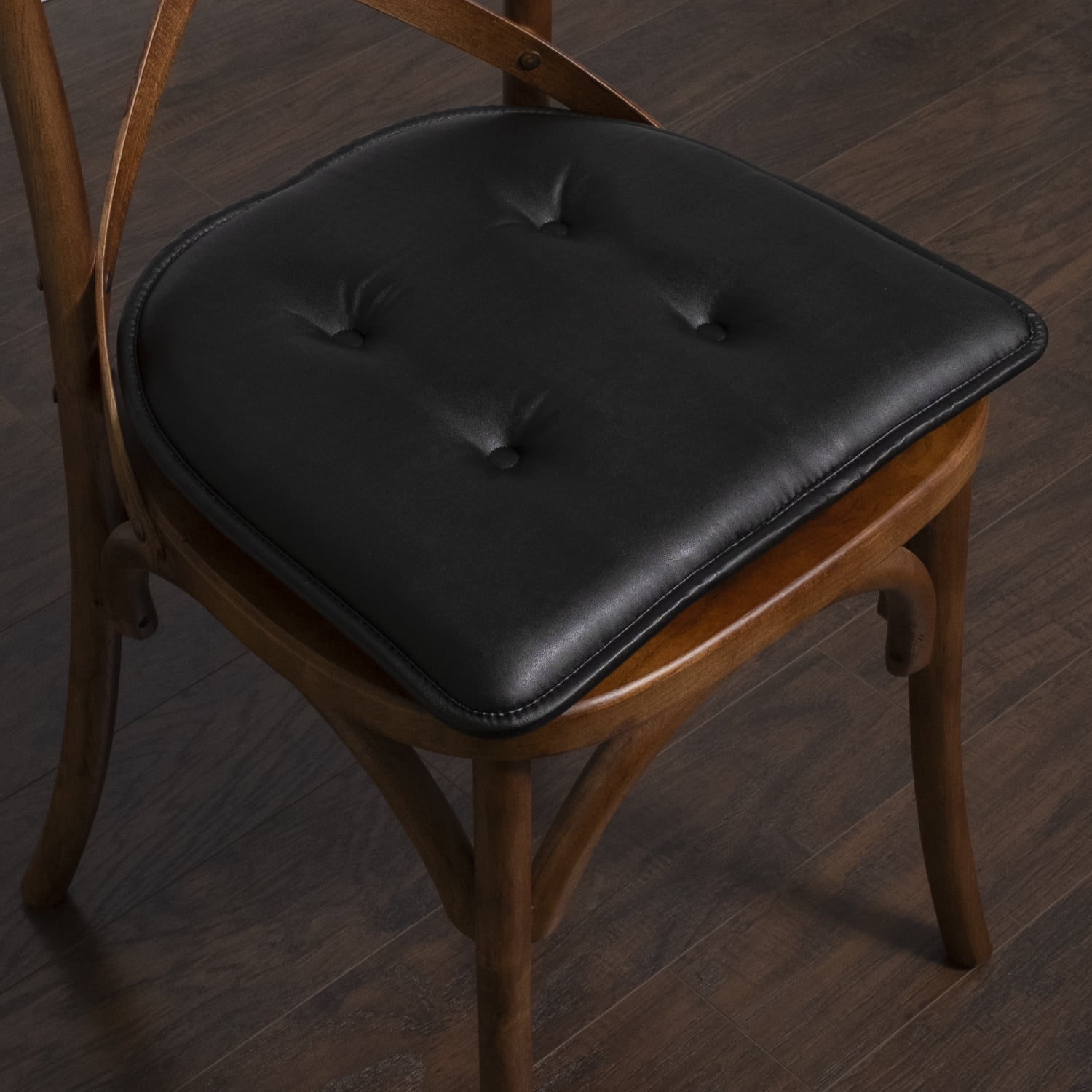 Chair Pad Cushion Faux Leather Tufted Set 6PCS Black Kitchen No Slip Seat Pillow eBay