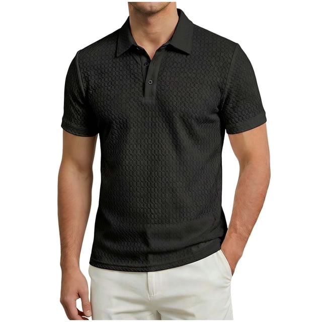 StSilkitty Men's Short Sleeve Casual Golf Shirts Collared Button Textured T Shirt Soft Breathable Vacation Tops
