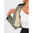 thumbnail image 5 of DARING DIVA Women's Double Breasted Plaid Tweed Cropped Jacket L Light Khaki, 5 of 6