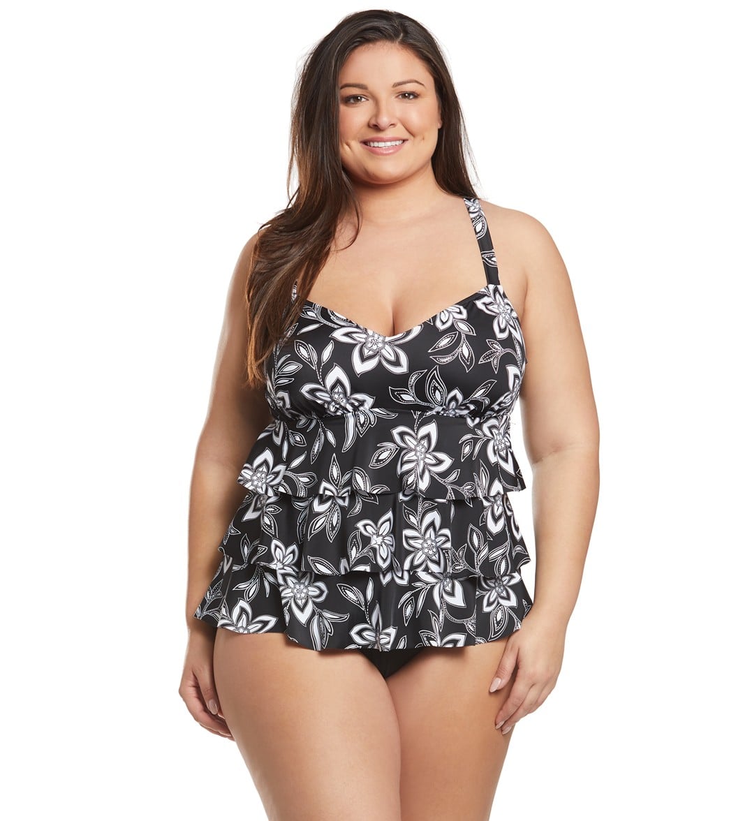 - Plus Size Magnolia And Twin Triple Tier Fauxkini One Piece Swimsuit (20W, Black) - Walmart.com - Walmart.com