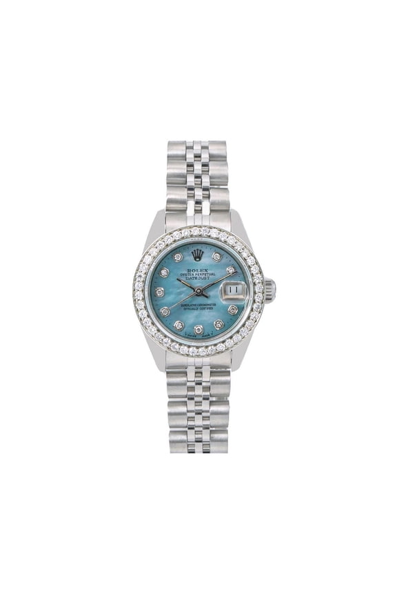 Pre-Owned Rolex Oyster Perpetual Ladies Diamond Watch, DateJust 69240 26mm, Blue Diamond Dial With 0.90 CT Diamonds