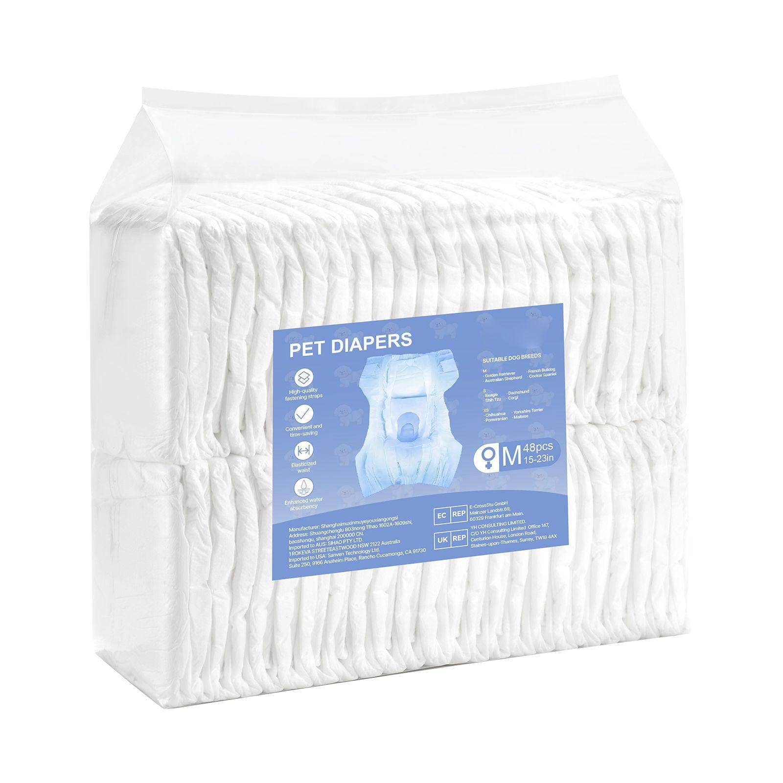 Disposable Dog Diapers Super Absorbent 360 Degree Leak Proof Female Dog Diapers with Wetness Indicator for Heat Training Incontinence Medium Size 144 Count 2 Packs of 72