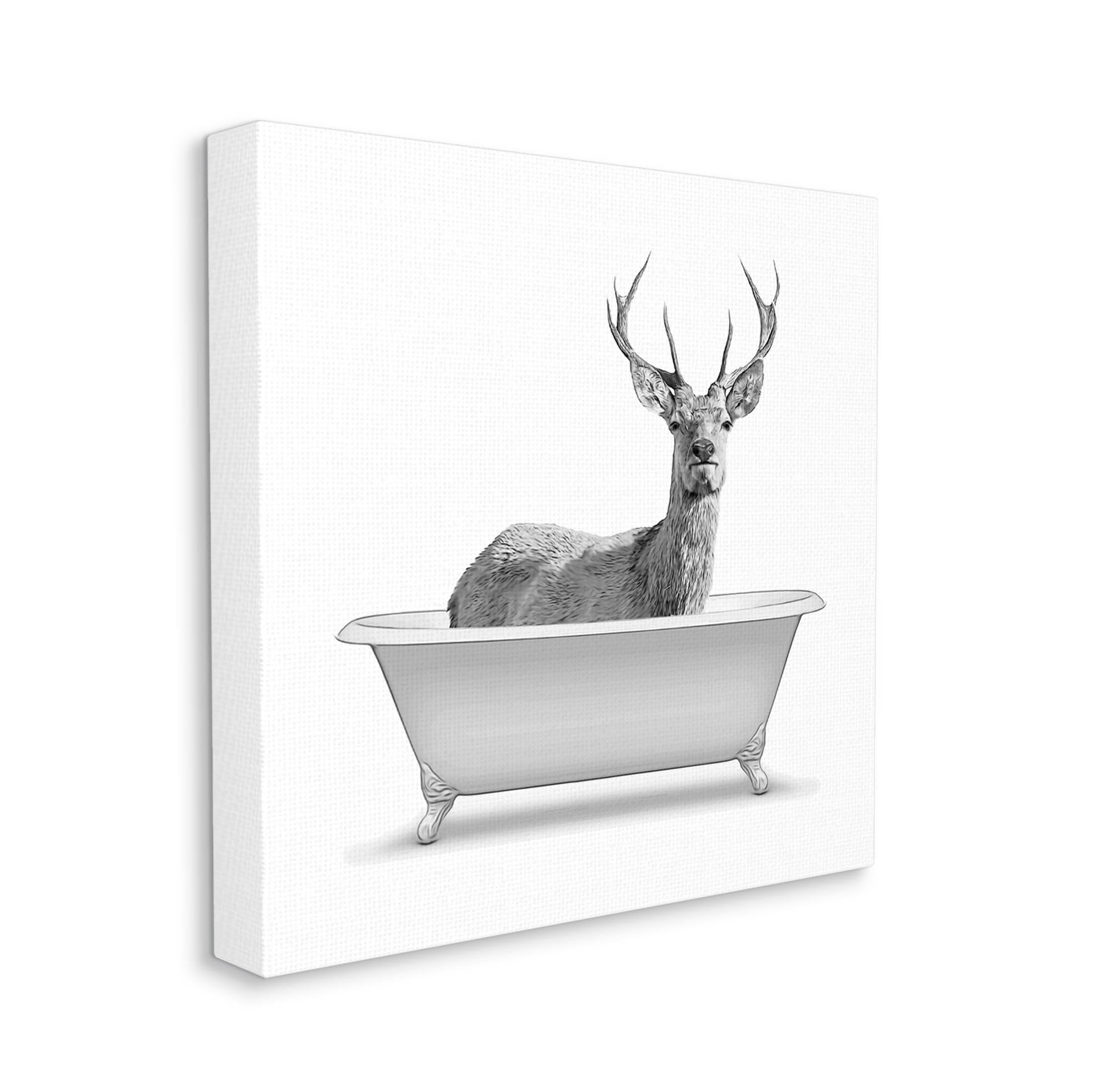 Stupell Industries Woodland Deer Antique Bath Tub Graphic Art Gallery Wrapped Canvas Print Wall Art, Design by Annalisa Latella