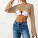 thumbnail image 2 of TaTaai Women's Fashion Casual Solid Color Round Neck Long Sleeve Cropped Cover Up Ladies Summer Lightweight Soft Polyester Blouse Top for Daily Beach Party Vacation All Season Wear Gift, 2 of 5