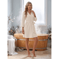 thumbnail image 6 of JWD Womens Waffle Wrap Robe V Neck Tie Waist 3/4 Sleeve Lounge Nightgown Soft Sleepwear Light Apricot XL, 6 of 6