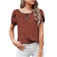 thumbnail image 1 of Blusa informal de manga corta con cuello redondo y estampado de camiseta informal para mujer Fridja  hjk5666, 1 of 7