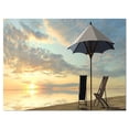 thumbnail image 2 of Chaises Longues et Parasol sur la Plage - Uvre d'Art Moderne sur Toile, 2 of 3