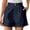 Navy, variant on Womens High Waist Pleated Shorts Dressy Casual Button Cuffed Hem Elegant Office Work Bottoms Green S