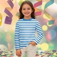 thumbnail image 2 of Byoo Big Girl's Long Sleeve Tee Shirts Soft Stripe Graphic Crew Neck Pullover Shirt Kids Active Casual T Shirt,Blue, 2 of 4
