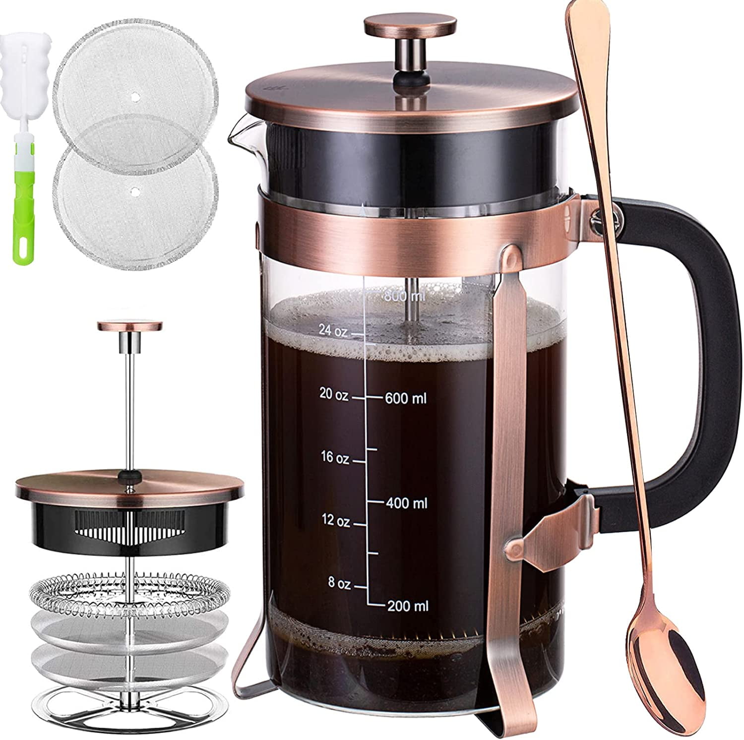  French Press Coffee Maker 34 Oz – Insulated Coffee Press  Stainless Steel 304 – Double Wall & 4 Level Filtration System (1 Liter) –  Black: Home & Kitchen