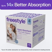 (2 pack) Freestyle Total Chlorine Free 14x Better Absorption Hypoallergenic EWG Verified® Baby Diapers, Size 4 (22-34 lbs), 48 Count