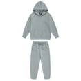 thumbnail image 2 of Lejafay Youth Tracksuit Long Sleeve Drawstring Pullover Hoodie Hooded with Sweatpants Set 2 Piece Gray 140, 2 of 3