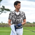 thumbnail image 4 of Daiia Monochrome Deer Floral Pattern Men’s Polo Shirts,Solid Deck Shirt,Classic Fit, Breathable Cotton Polo for Casual and Sport Wear-Small, 4 of 7