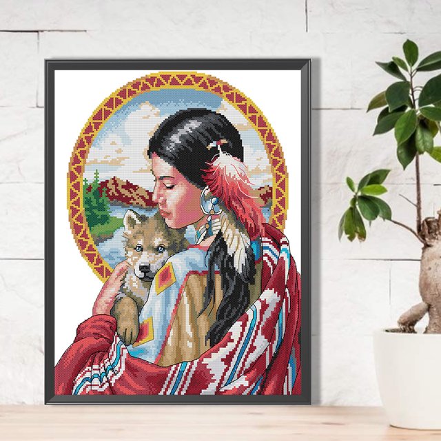 Cuadros Decorativos Pintura de diamante 5D DIY Taladro redondo completo Chica india Decoración del hogar Arte Artesanía DQrwqpou embutido en tela