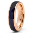 thumbnail image 2 of Metal Masters Mens Blue Lapis Lazuli Tungsten Carbide Ring Rose Goldtone Wedding Band Black 6mm, 2 of 7