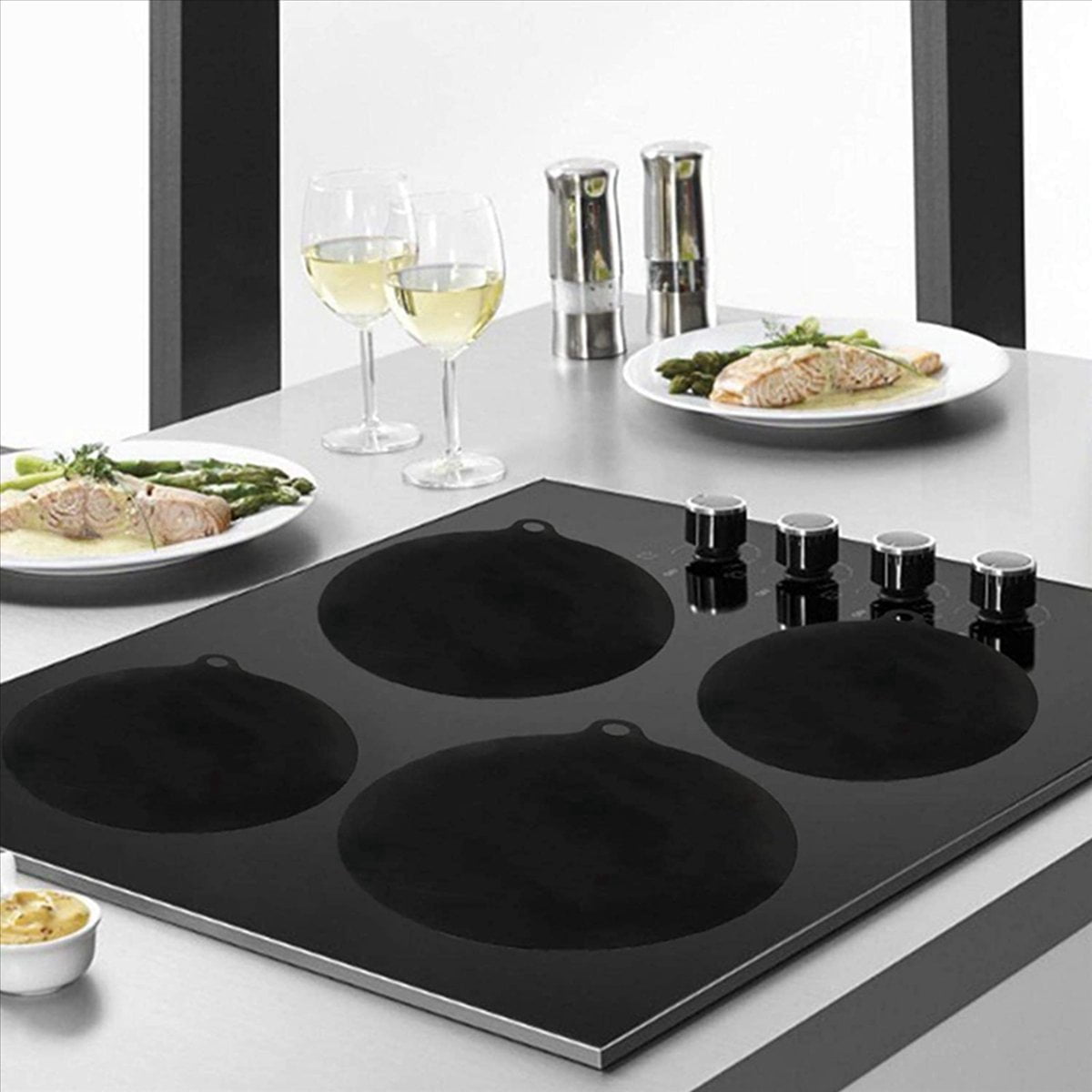 48 Pcs Induction Cooktop Mat Protector Nonslip Silicone Heat Insulation Pad Top Cover Reusable Heat Insulated Mat
