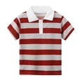 thumbnail image 4 of 3 Pack Boys Striped Shirts Casual Short Sleeve Solid Color Basic Tees Multipack Toddler Kids Children, 4 of 6
