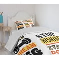 thumbnail image 4 of Ambesonne Fitness Quilted Bedspread Set 2 Pcs, Positive Words, Twin Size, Orange Yellow Black, 4 of 6
