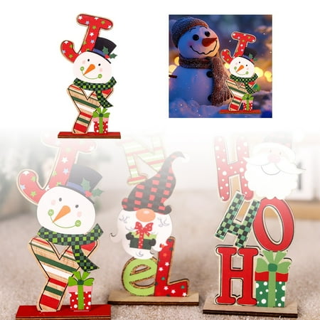 

MIUBAGIAL New Christmas Wooden Alphabet Decoration for Santa Snowman Colorful Letters