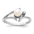 thumbnail image 1 of Solid 14k White Gold 5mm Freshwater Cultured Pearl VS Diamond Ring Band Size 8.5 (.01 cttw.), 1 of 6