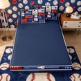 thumbnail image 4 of Meiyoeat Eat Sleep Baseball Zipper Full Size Comforter Sets with Fitted Sheet and 2 Pillowcases, Sport Ball Gamer Zipper Bedding Set, Red Blue White,4pcs,Navy Blue Reversible, 4 of 6