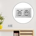 thumbnail image 3 of Wall Outlet,2.1A USB Wall Outlet Charger 16A socket,receptacle Plug Electrical USB Outlet port,Charging Power Outlet with USB Ports panel,French Electrical Sockets Dual USB Charger Gray perfecl Toma de pared, 3 of 8