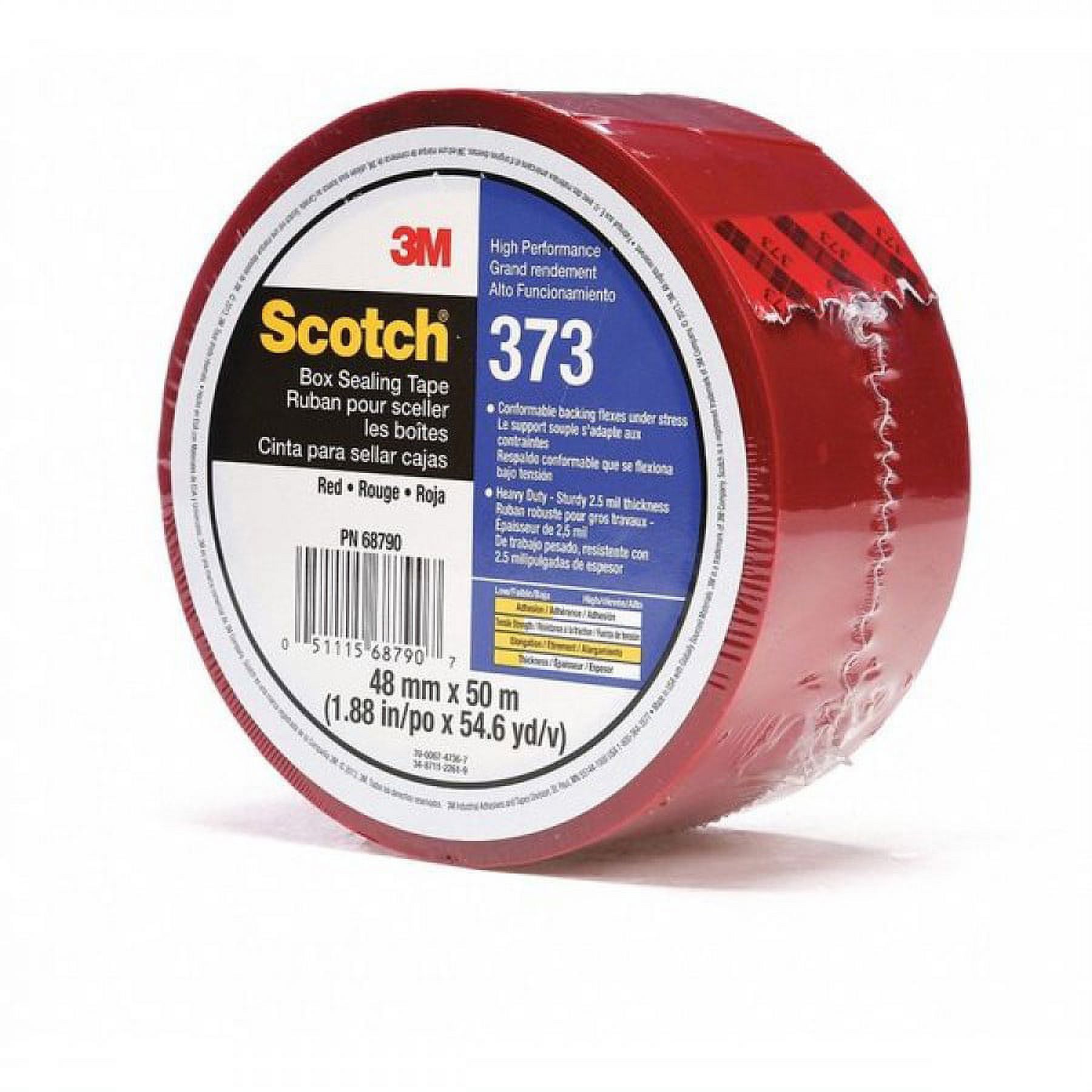 Scotch Box Sealing Tape 373, Red, 48 mm x 50 m