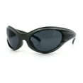thumbnail image 4 of Womens Trendy 90s Oval Wrap Around Sport Plastic Fashion Sunglasses Dark Grey - Black, 4 of 8