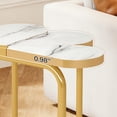 thumbnail image 5 of Finmind White and Gold End Table, 26" Faux Marble Narrow Side Table, Half-Flower Accent Side Table Nightstand with Stylish Gold Frame, 5 of 7