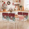 thumbnail image 2 of Christmas Snowman Chair Covers Set of 1 Winter Xmas Trees Bird Snowflakes Red Plaid Chair Back Covers Stretch Removable Washable Slipcovers Protector for Dining Room Kitchen Party Decor, 2 of 5