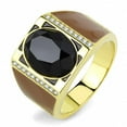 thumbnail image 1 of Alamode TK3465-9 Men IP Gold Stainless Steel Ring with Synthetic in Jet - Size 9, 1 of 1