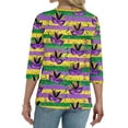 thumbnail image 5 of Mardi Gras Shirts for Women Sequins Mask Print 3/4 Sleeve Blouse Glitter V Neck Party Tunic Tops Light Purple 2XL, 5 of 5