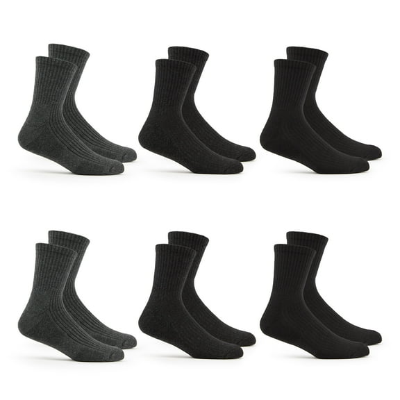 Fruit of the Loom Men's All Day Comfort Mid Ankle Socks, Sizes 6-12, Gray (6-Pack)