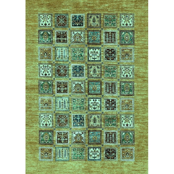 Ahgly Company Indoor Rectangle Oriental Turquoise Blue Modern Area Rugs, 8' x 10'