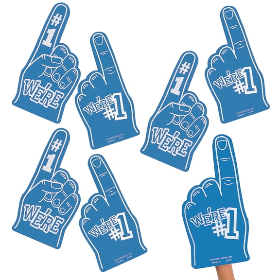 Fun Express School Spirit #1 Blue Foam Hands Bulk 72 Pc