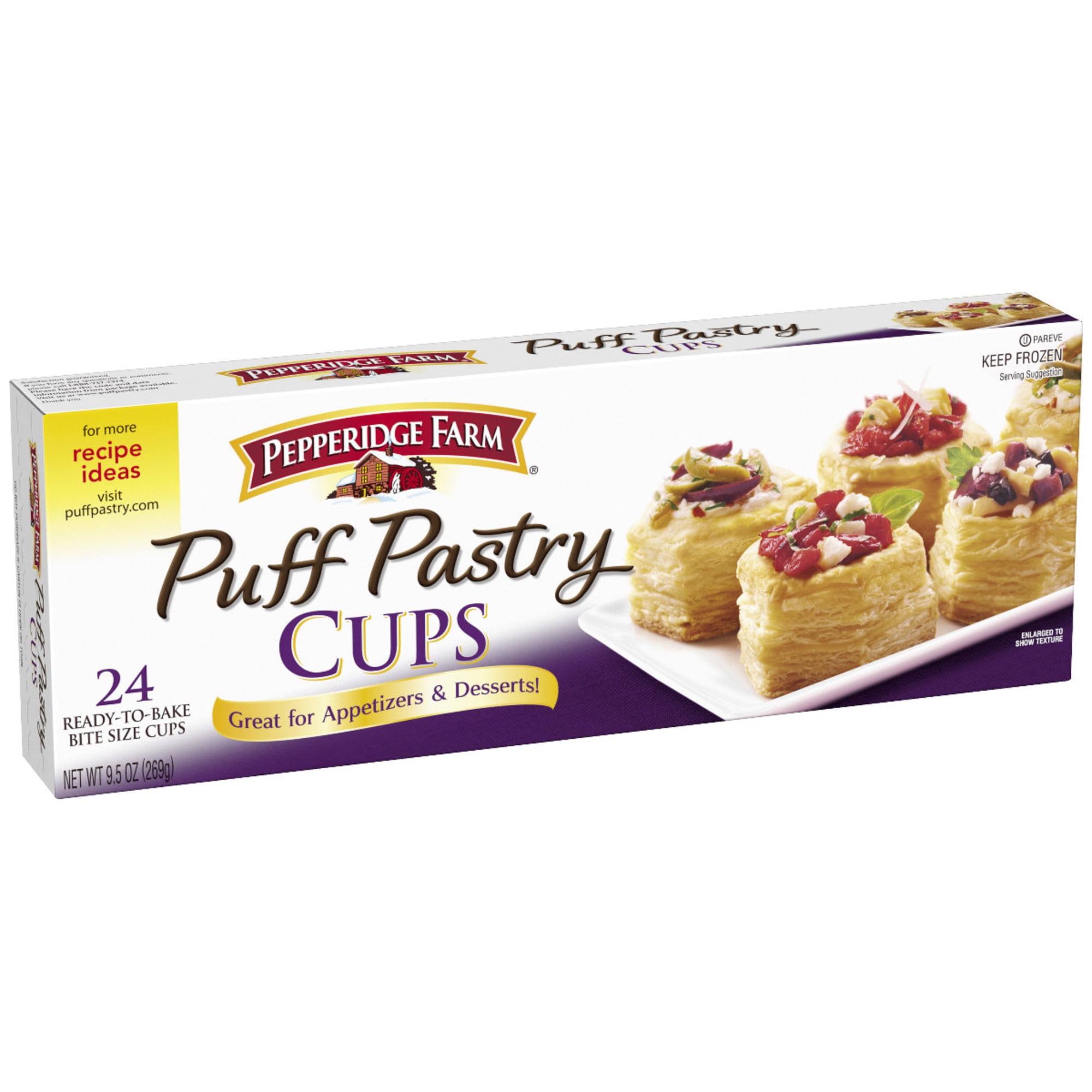 Pepperidge Farm Puff Pastry Frozen Cups Pastry Dough, 24 Count, 9.5 oz
