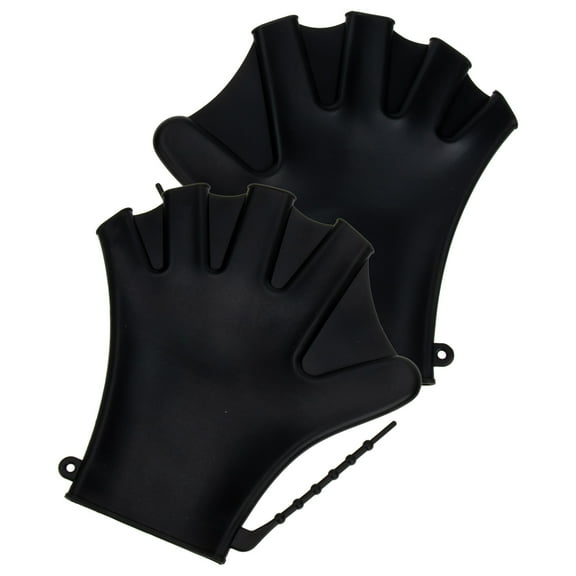 OUNONA Hand Fins Swimming Adult 1 Pair 11.8X7.9X0.1in Black Adjustable Design
