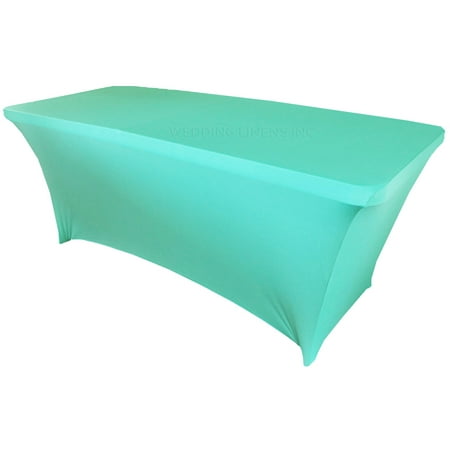 Ice Pool Tablecloth (Wedding Linens Inc. Wholesale (200 GSM) 6 FT Rectangular Spandex Stretch Fitted Table Cover Tablecloths - Pool)
