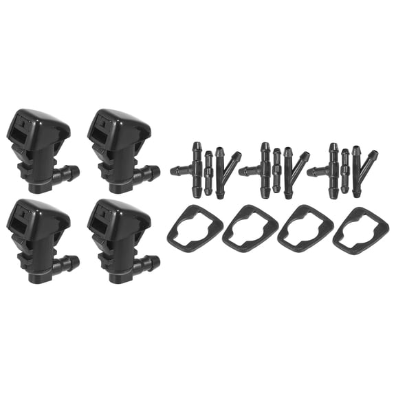 4pcs Car Front Windshield Washer Nozzles for Jeep Cherokee 2011-2016 68081370AB with 9 Pcs Hose Connectors