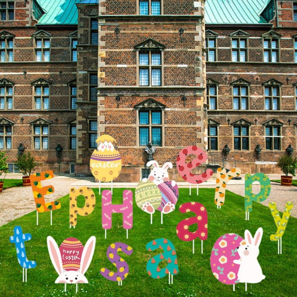 15 Easter Yard Signs Outdoor Lawn Decorations Happy Easter Yard Signs