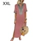 thumbnail image 1 of Qarigey Vestido de mujer Vestido bohemio con cuello en V Manga corta Vestido dividido Vestidos Rosado XXL, 1 of 4