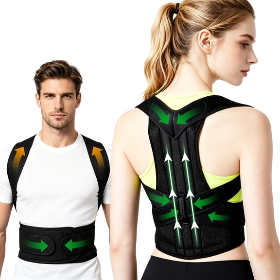 START MAKERS Back Brace Posture Corrector for Women and Men, Shoulder Straightener, Adjustable Full Back Support, Upper and Lower Back Pain Relief