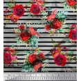 thumbnail image 1 of Soimoi Cotton Cambric Fabric Leaves & Rose Flower Decor Fabric Printed Yard 56 Inch Wide, 1 of 1